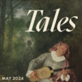 Medieval Lute player with "tales" text on top